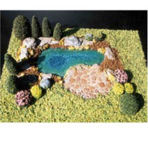 Dollhouse Miniature Pond Kit W/Landscaping